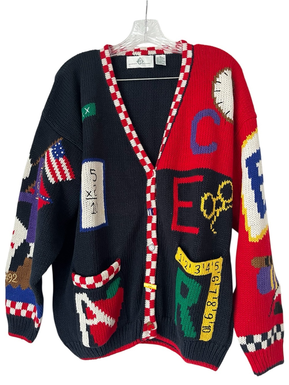 Vintage School Teacher Cardigan Sweater XL by Design Options Rare